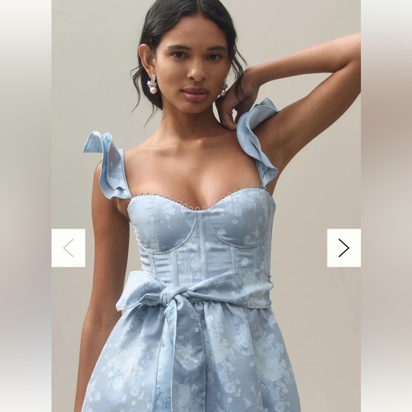 V. Chapman Veronica Corset Ruffle Side-Slit Dress (Size 12) - Picture 3 of 9